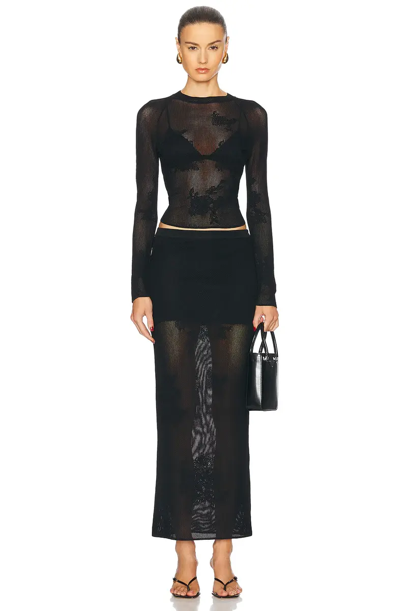 Fleur du Mal Lace Pointelle Long Sleeve Top | Thumbnail 4