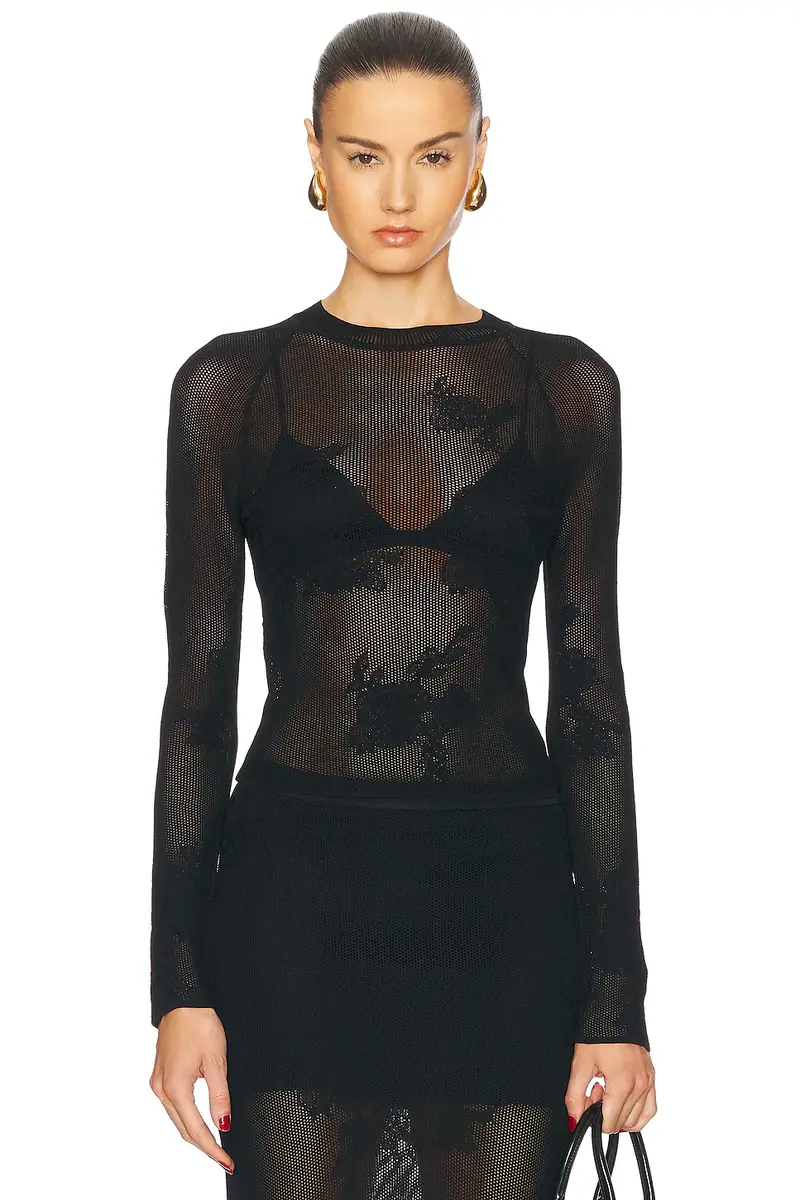 Lace Pointelle Long Sleeve Top Lace Pointelle Long Sleeve Top