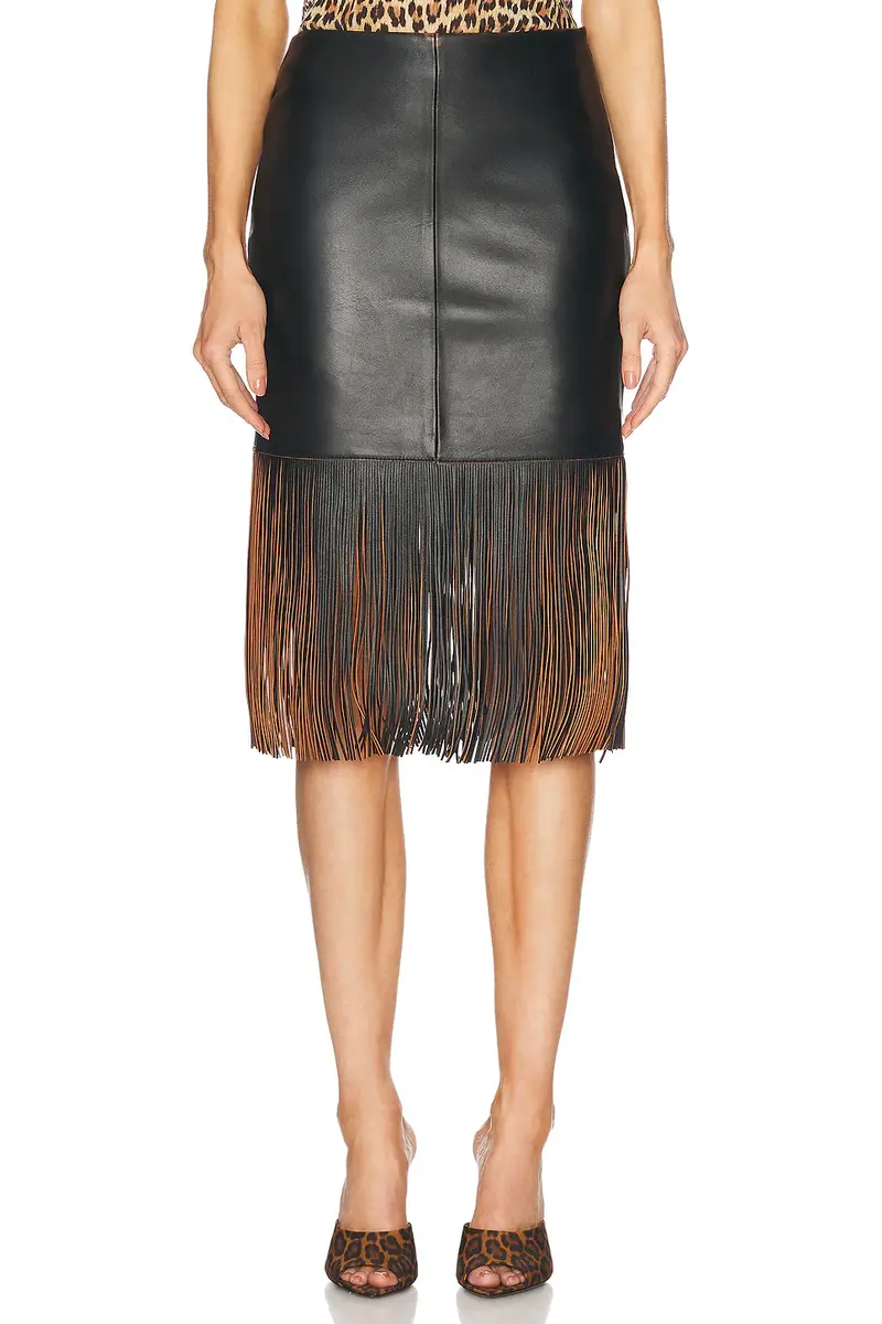 BLUMARINE Fringe Leather Skirt