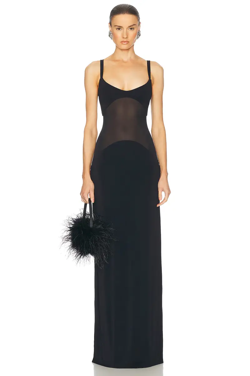 Helsa Sheer Knit Curve Maxi Dress | Image 1 Helsa Sheer Knit Curve Maxi Dress | Image 1