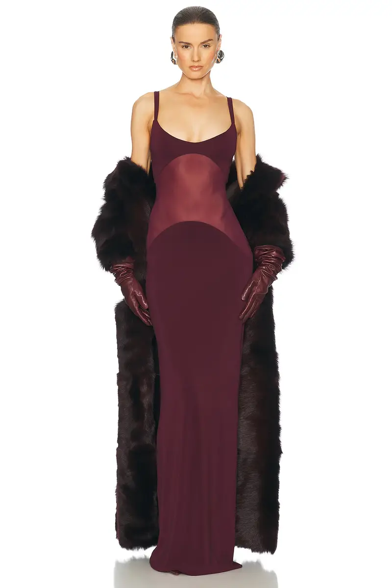 Helsa Sheer Knit Curve Maxi Dress | Image 1 Helsa Sheer Knit Curve Maxi Dress | Image 1