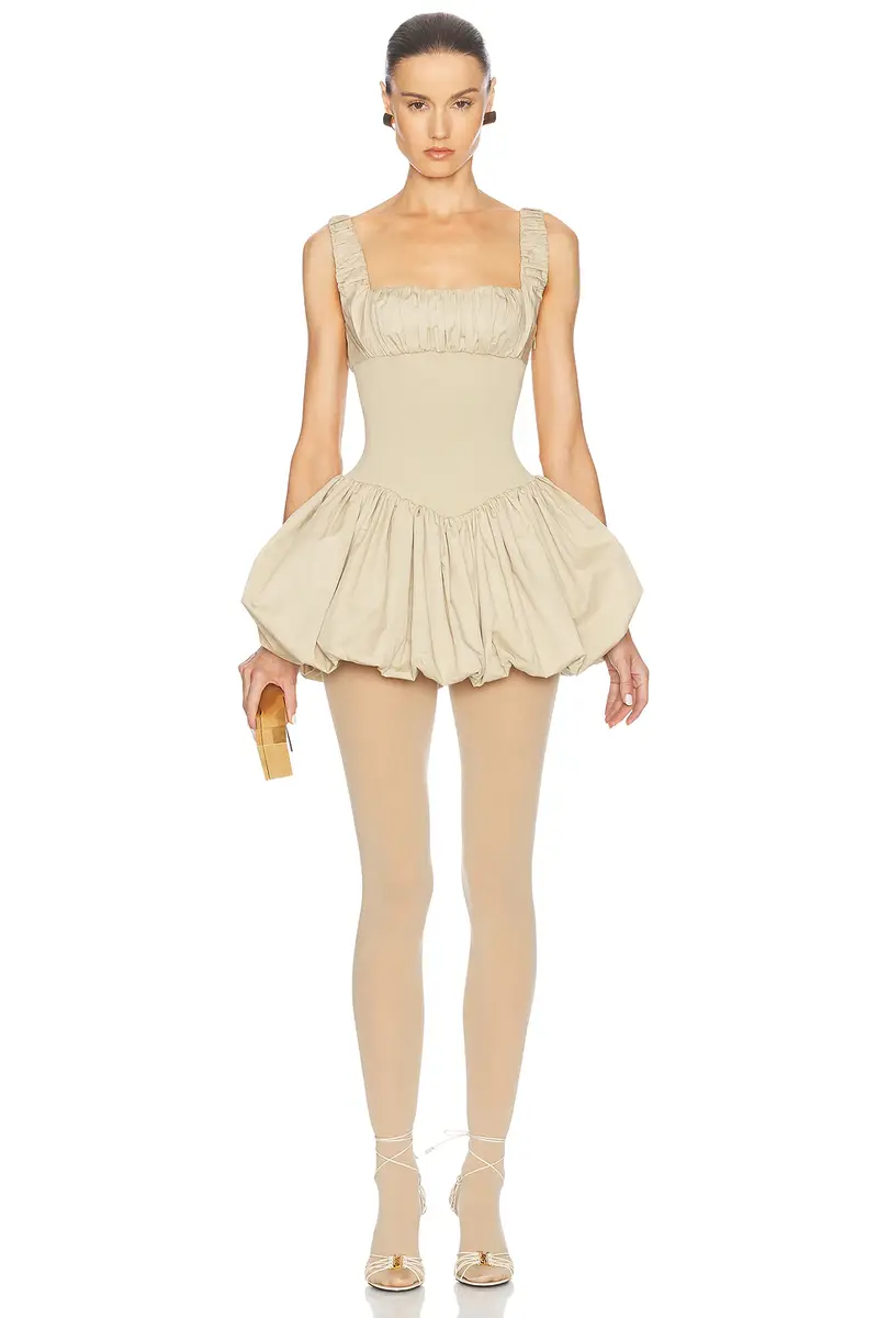Helsa Rib Mix Puffy Mini Dress | Thumbnail 3 Helsa Rib Mix Puffy Mini Dress | Thumbnail 3