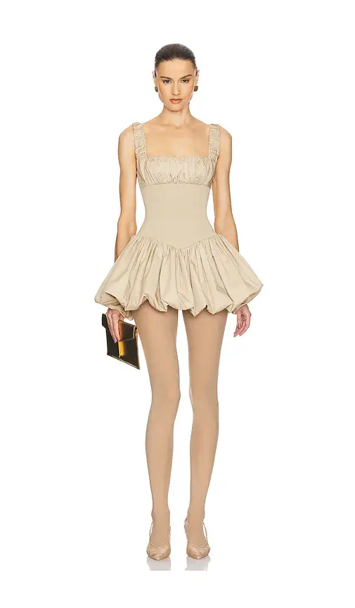 Helsa Rib Mix Puffy Mini Dress | Image 1 Helsa Rib Mix Puffy Mini Dress | Image 1