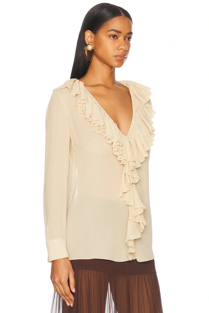 Saint Laurent Long Sleeve Ruffle Blouse | Thumbnail 2 Saint Laurent Long Sleeve Ruffle Blouse | Thumbnail 2