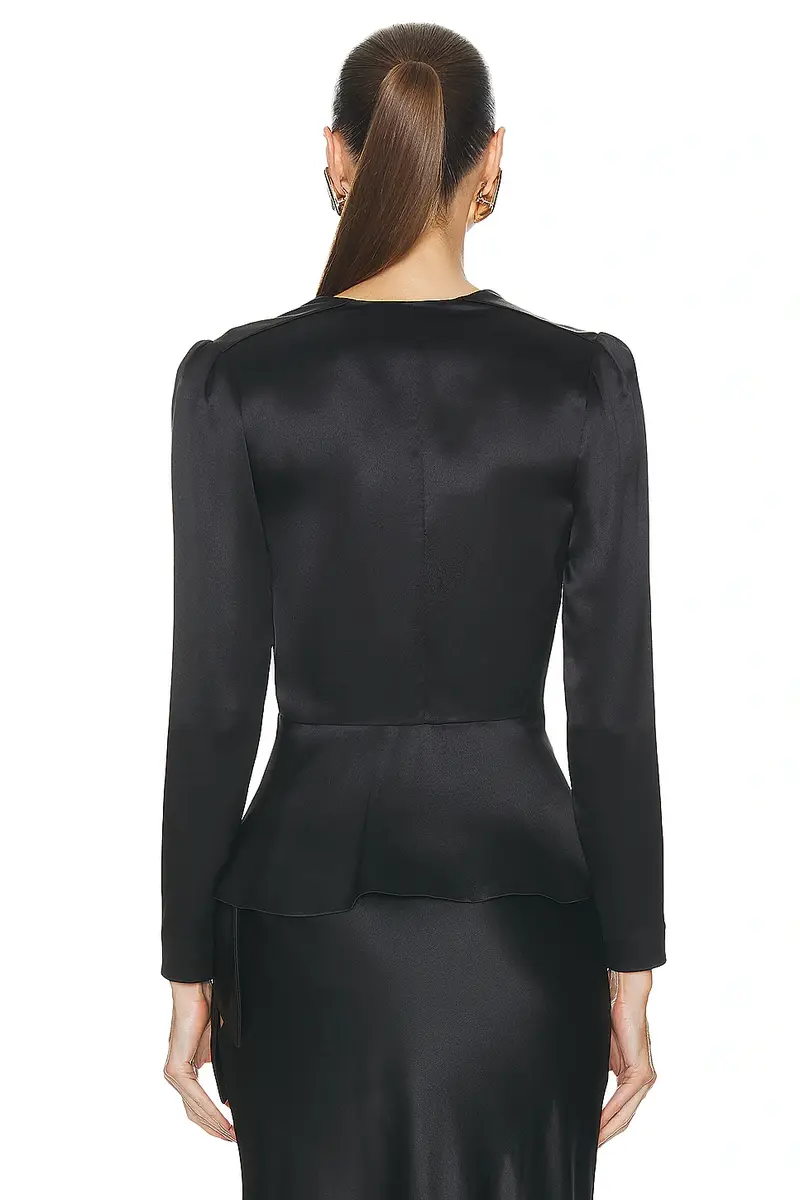 Saint Laurent Satin Long Sleeve Blouse | Thumbnail 3 Saint Laurent Satin Long Sleeve Blouse | Thumbnail 3