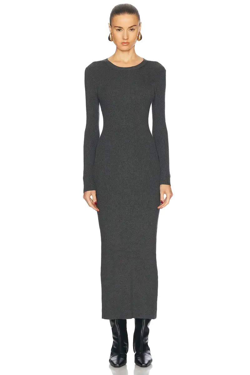 ENZA COSTA Silk Sweater Rib Crew Dress