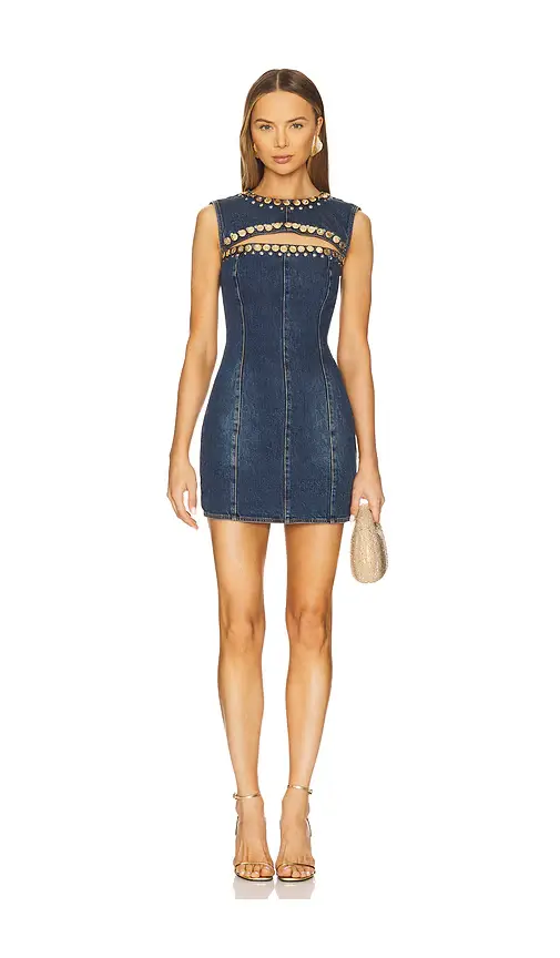AREA Crystal Cut Out Mini Dress