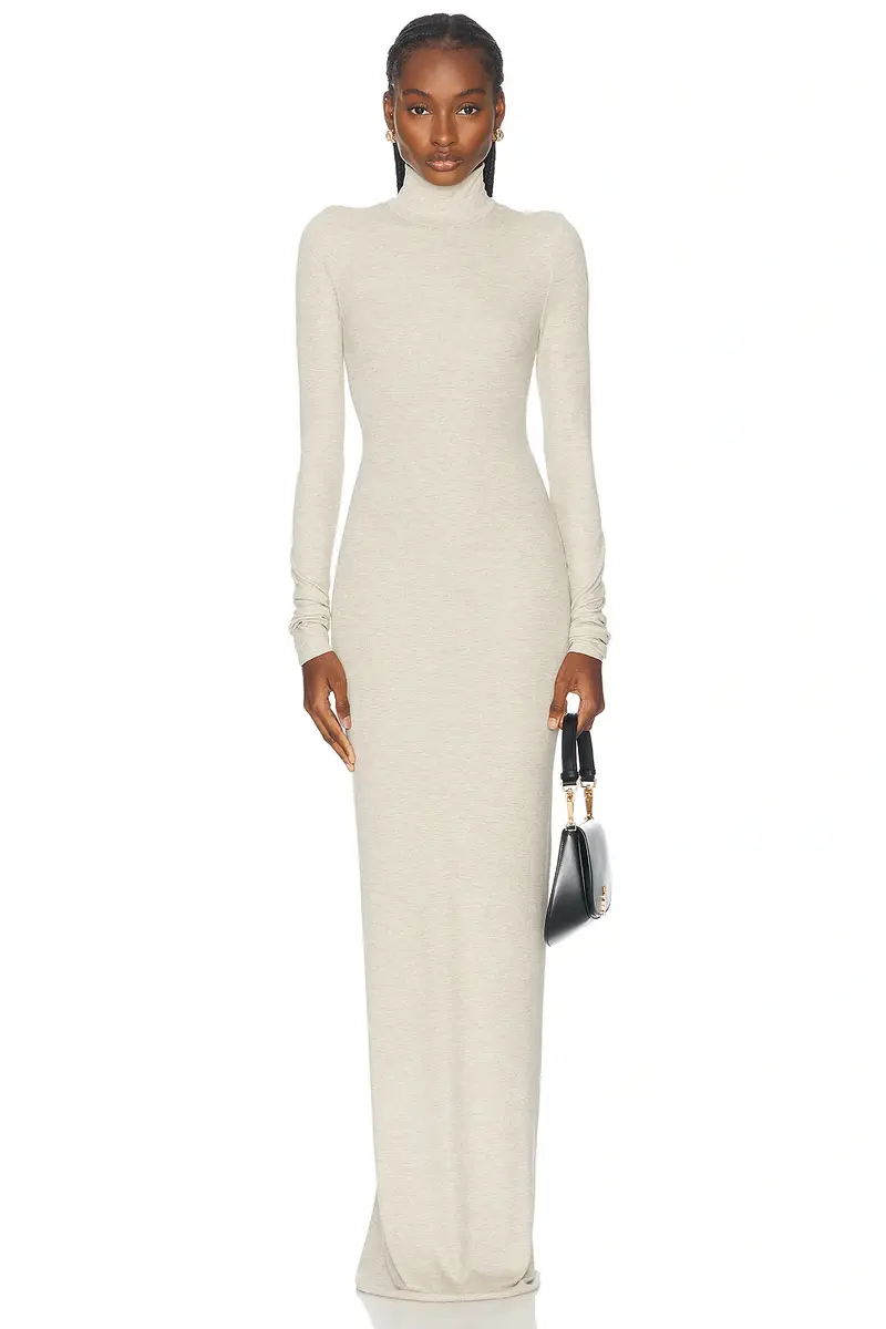 ÉTERNE Long Sleeve Turtleneck Maxi Dress