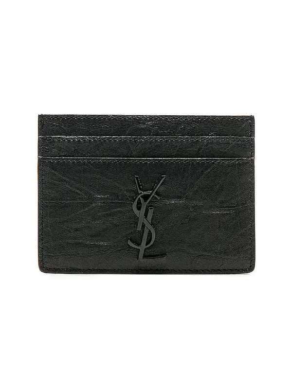 Saint Laurent Croc Embossed Cardholder