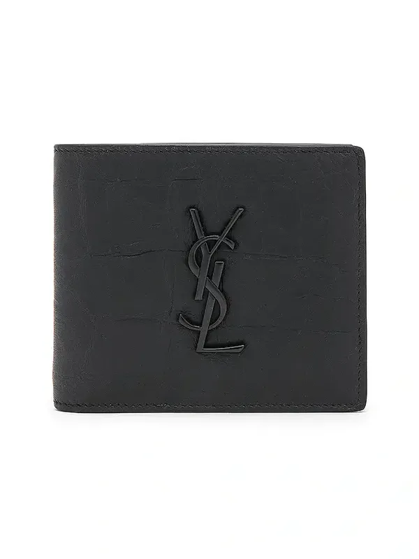 Saint Laurent Croc Embossed Billfold Wallet