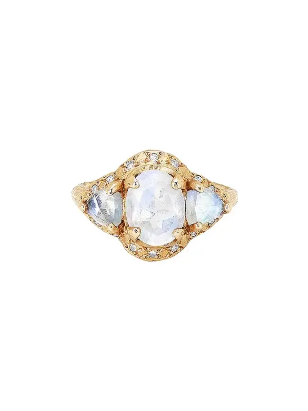 Queen Triple Goddess Trillion Moonstone Ring Queen Triple Goddess Trillion Moonstone Ring
