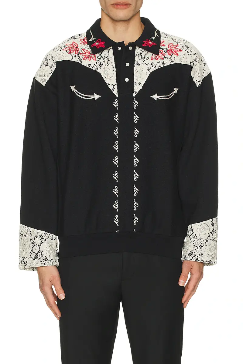 Advisory Board Crystals Western Shirt Style Collared Crew | Image 1 Advisory Board Crystals Western Shirt Style Collared Crew | Image 1