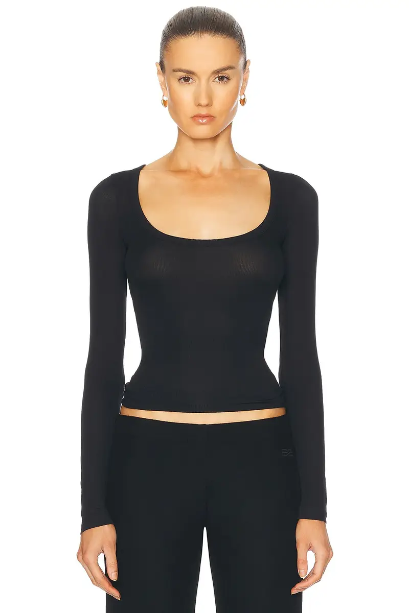 Balenciaga Long Sleeve Decollete Top | Image 1 Balenciaga Long Sleeve Decollete Top | Image 1