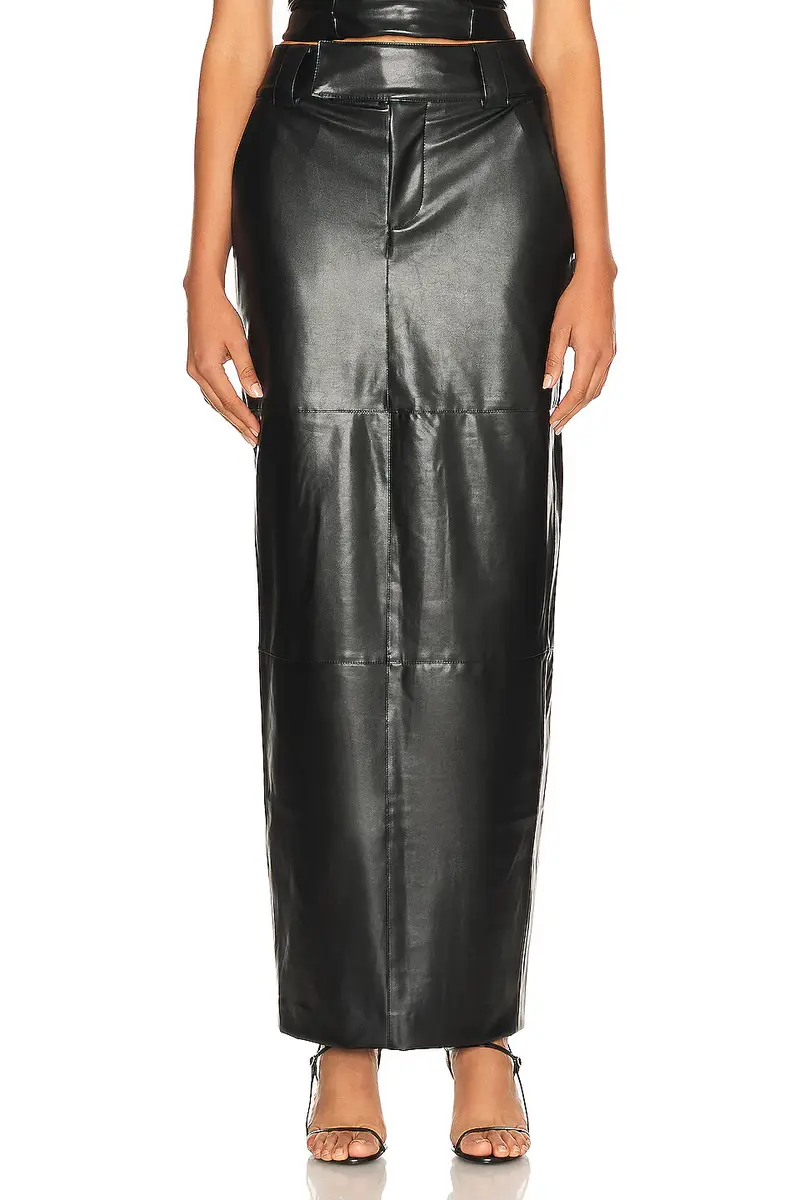 Helsa Waterbased Faux Leather Midi Skirt | Image 1 Helsa Waterbased Faux Leather Midi Skirt | Image 1