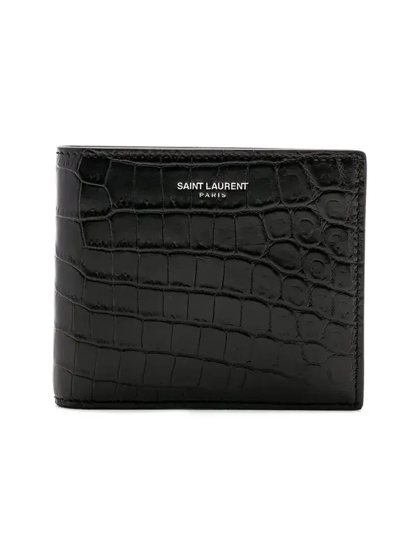 Saint Laurent Matte Croc Billfold Wallet