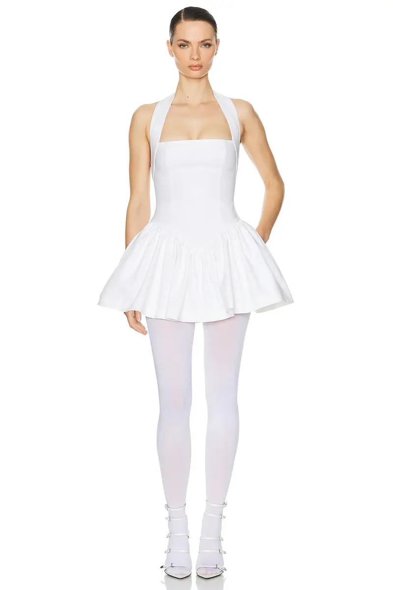 Helsa Faille Halter Mini Dress | Thumbnail 3 Helsa Faille Halter Mini Dress | Thumbnail 3