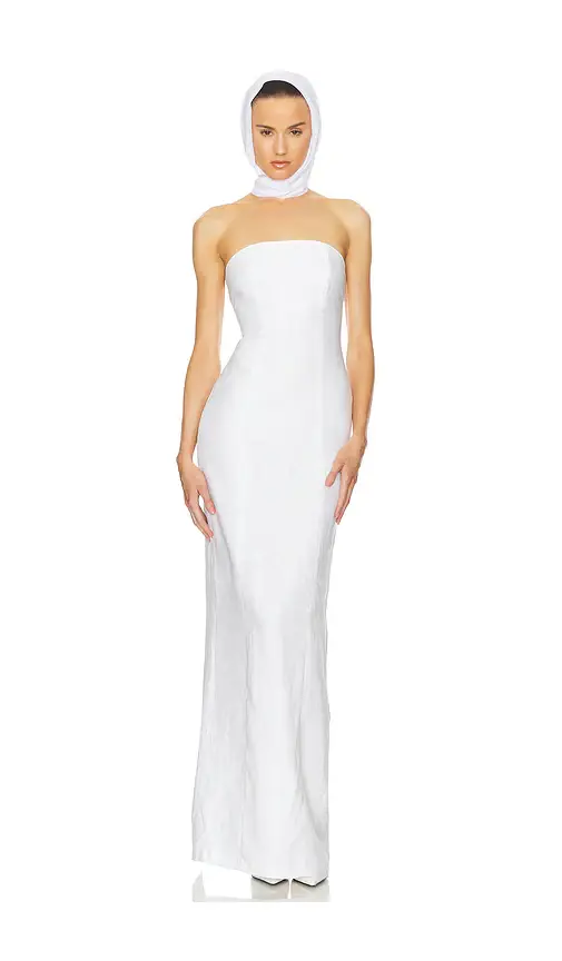 Helsa Linen Strapless Maxi Dress | Image 1 Helsa Linen Strapless Maxi Dress | Image 1