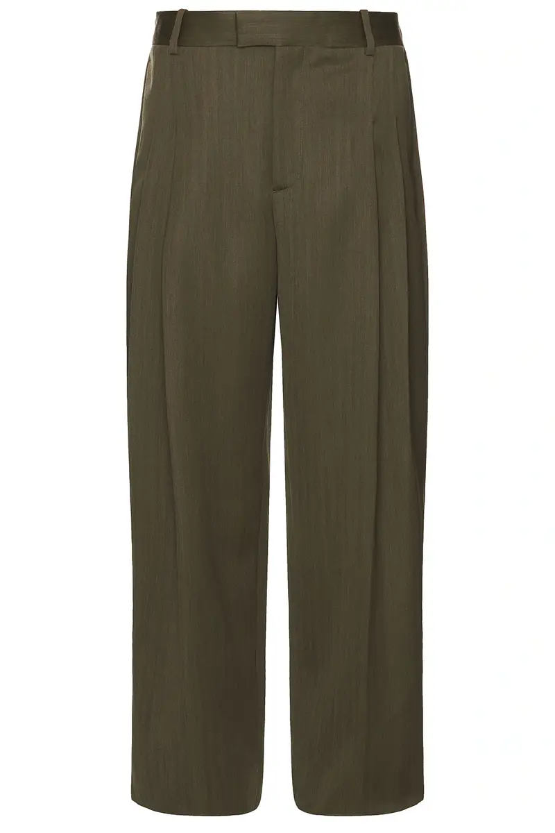 Bottega Veneta Subtle Wool Chevron Two Pleats Straight Trousers | Image 1 Bottega Veneta Subtle Wool Chevron Two Pleats Straight Trousers | Image 1