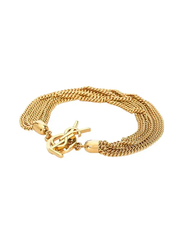 Saint Laurent YSL Multi Chain T Bar Bracelet