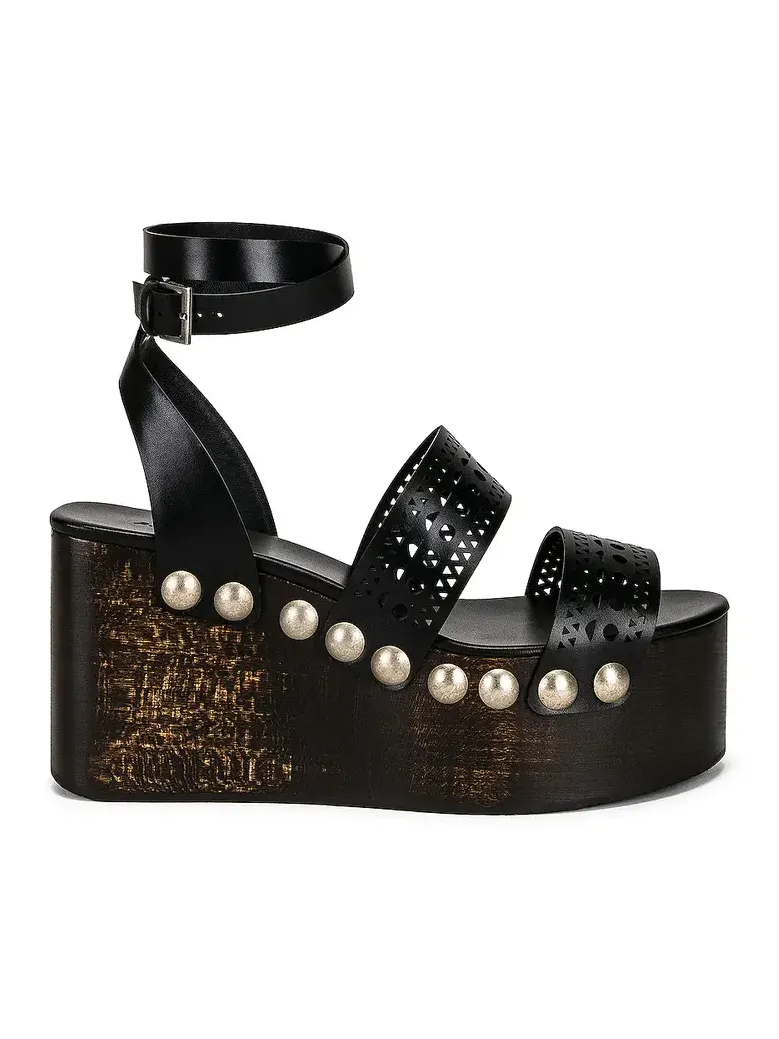 Vienne Wooden Ankle Strap Wedges