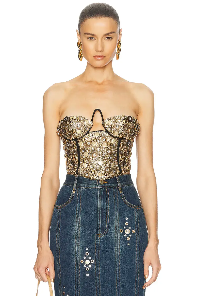 AREA Crystal Bustier Top