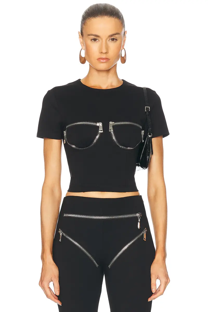 AREA Zipper Bustier Cup T-Shirt | Image 1 AREA Zipper Bustier Cup T-Shirt | Image 1