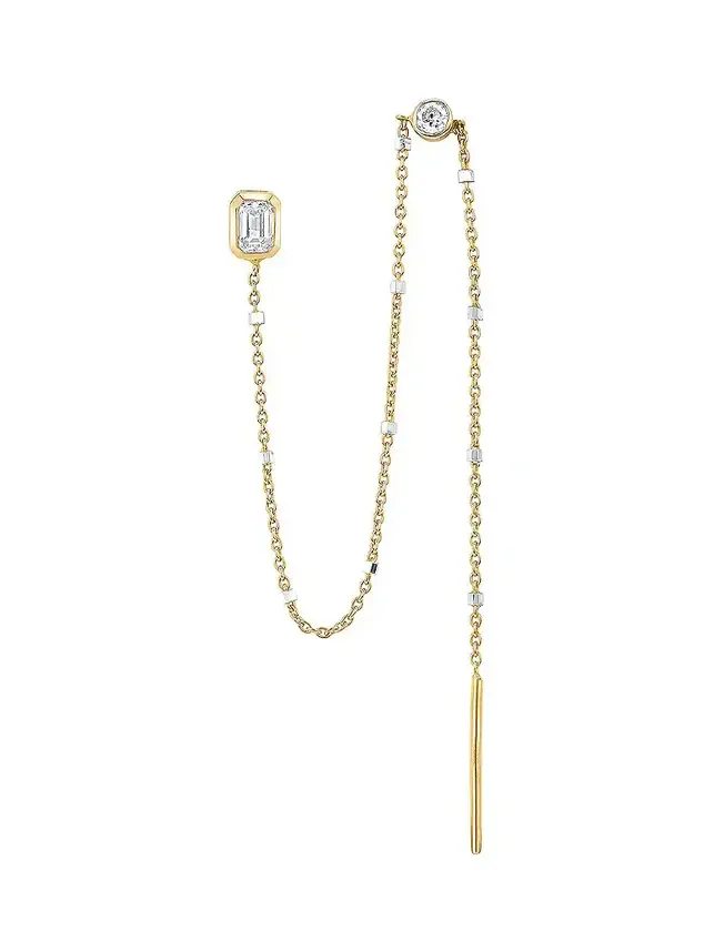 Baby Emerald Cut Diamond Twinkle Single Earring