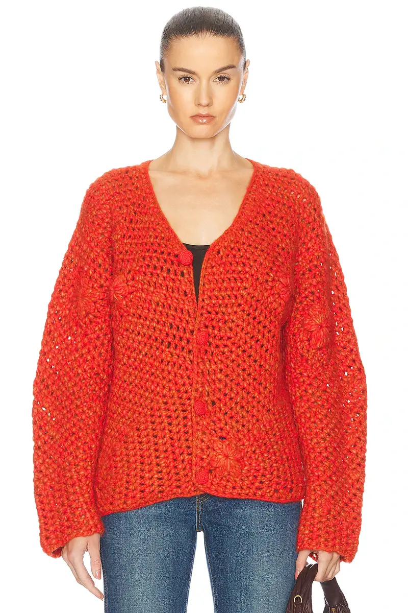 The Elder Statesman Crochet Boxy Cardigan | Image 1 The Elder Statesman Crochet Boxy Cardigan | Image 1