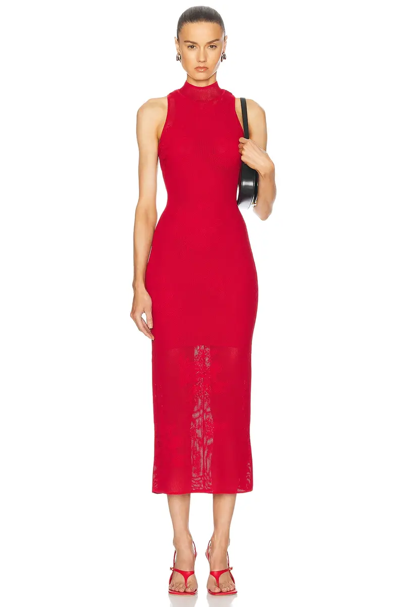 Fleur du Mal Lace Pointelle Knit Racer Dress
