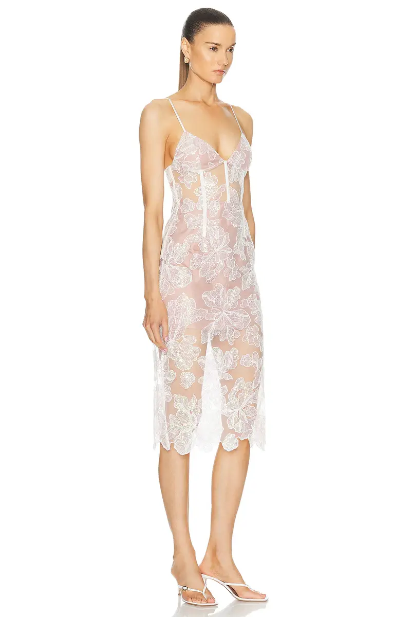 Fleur du Mal Sequin Floral Embroidered Midi Dress | Thumbnail 2 Fleur du Mal Sequin Floral Embroidered Midi Dress | Thumbnail 2