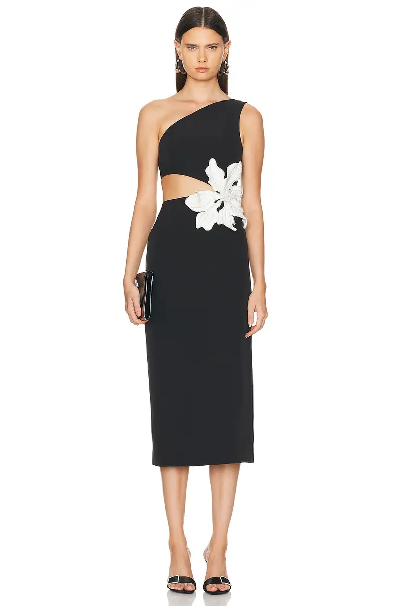 PatBo Flower Applique Midi Dress