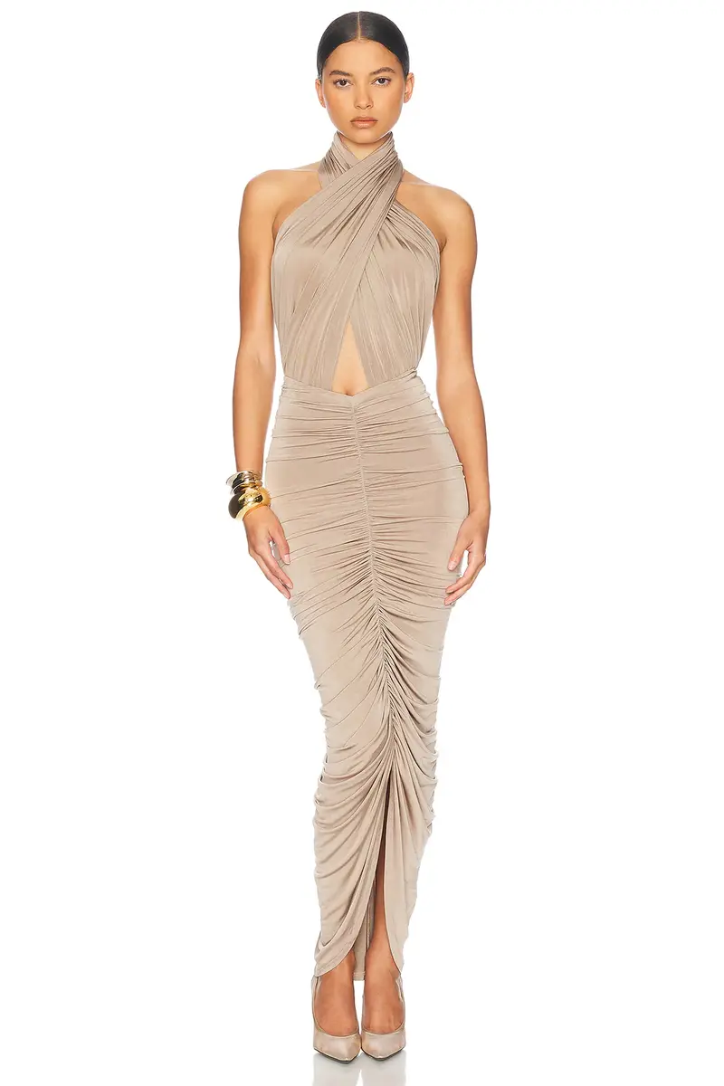 Helsa Bianca Ruched Midi Skirt | Thumbnail 7