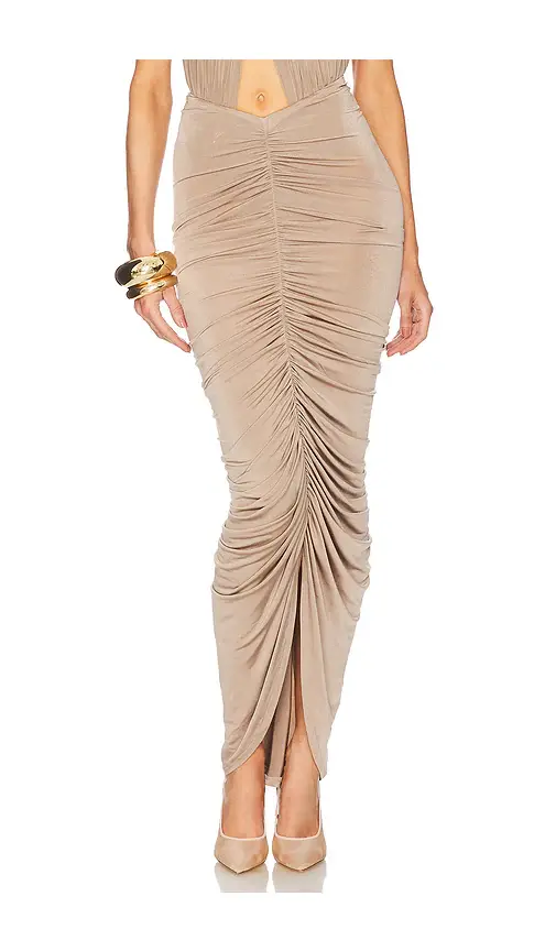 Helsa Bianca Ruched Midi Skirt