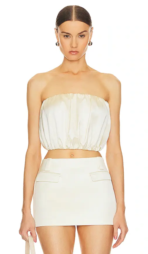 Helsa Heavy Satin Bubble Top | Image 1 Helsa Heavy Satin Bubble Top | Image 1