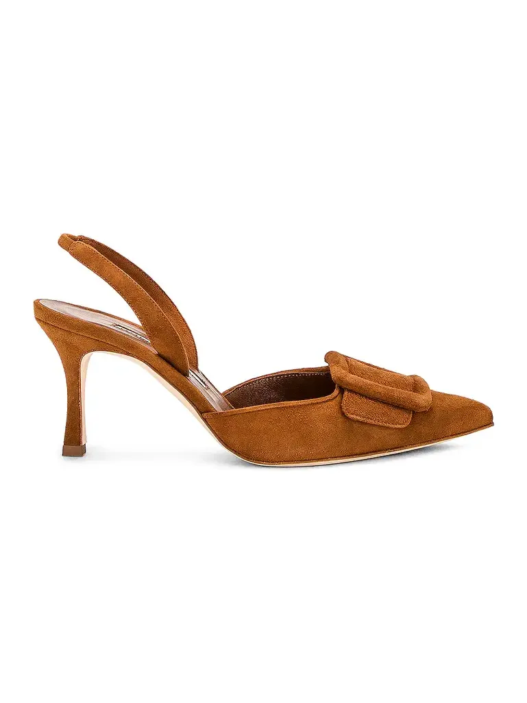 Maysli 70 Suede Slingback Pump In Medium Brown Maysli 70 Suede Slingback Pump In Medium Brown
