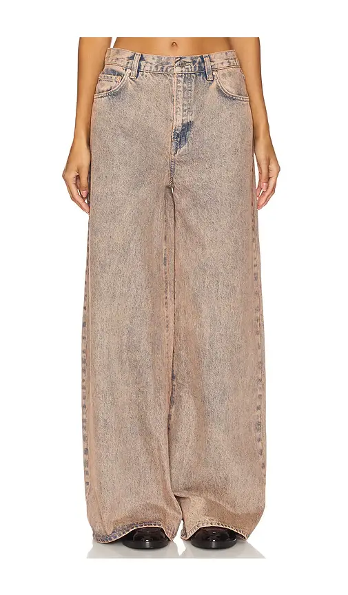 GRLFRND Luna Mid Rise Baggy Wide Leg Jeans