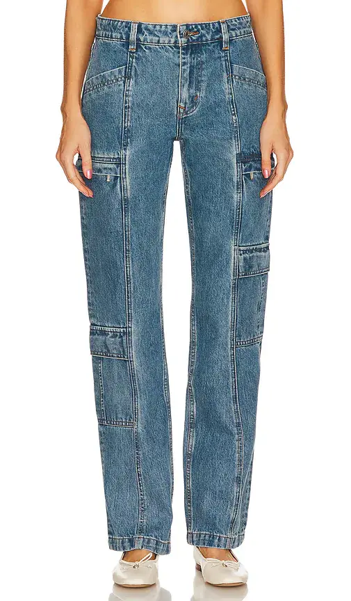 GRLFRND Naomi Low Rise Slim Cargo Jeans