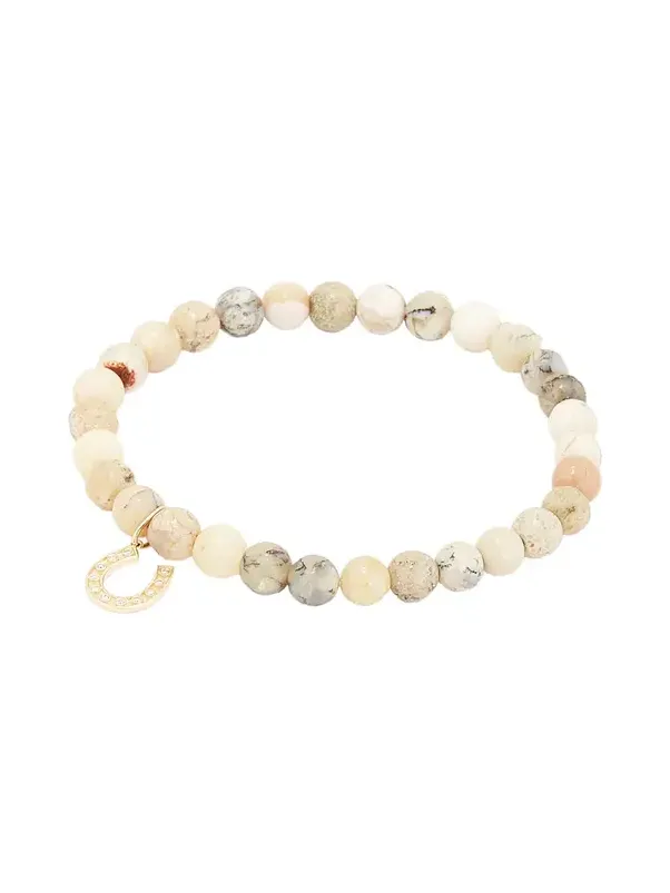 Horseshoe Charm African Opal Beaded Bracelet Horseshoe Charm African Opal Beaded Bracelet