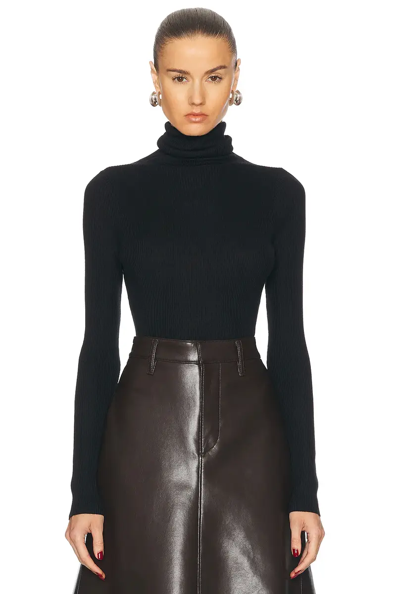 Enza Costa Silk Rib Turtleneck Top | Image 1 Enza Costa Silk Rib Turtleneck Top | Image 1