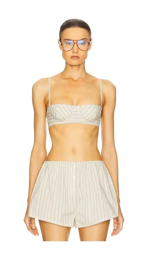 Helsa Pinstripe Poplin Bra | Thumbnail 2 Helsa Pinstripe Poplin Bra | Thumbnail 2