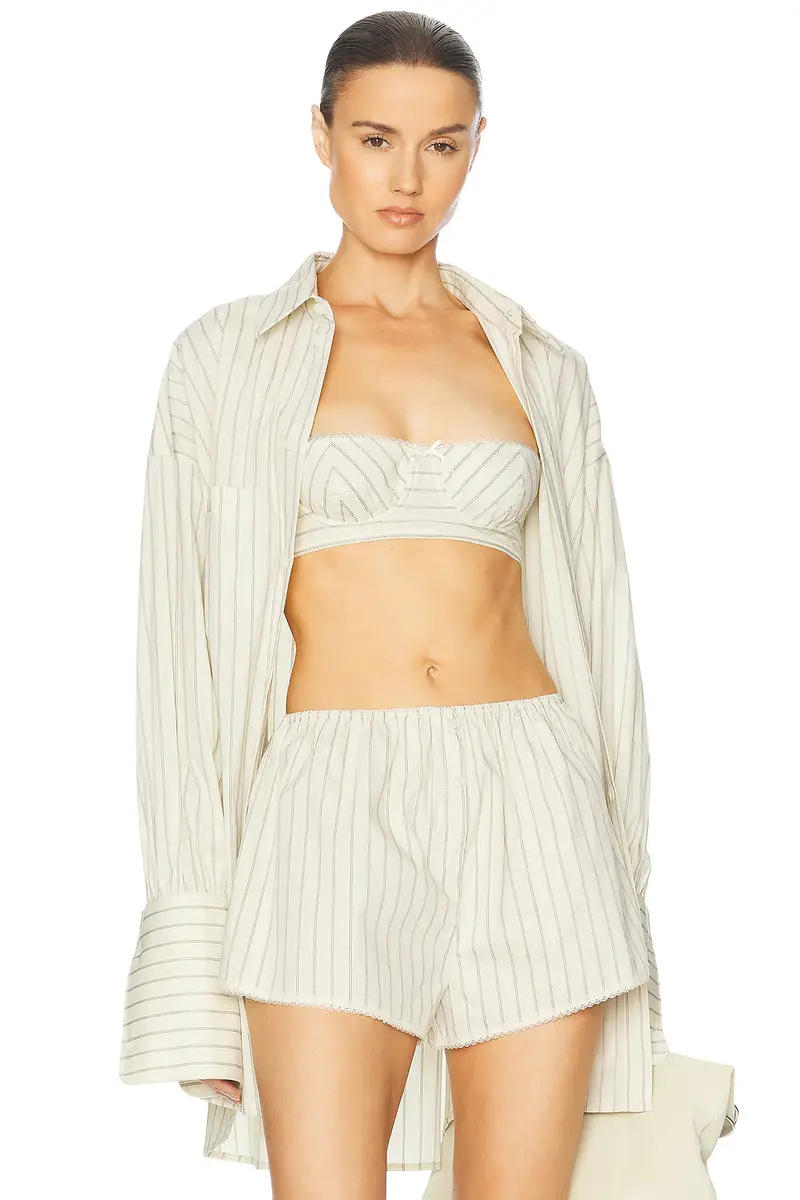 Helsa Pinstripe Poplin Bra | Thumbnail 3 Helsa Pinstripe Poplin Bra | Thumbnail 3