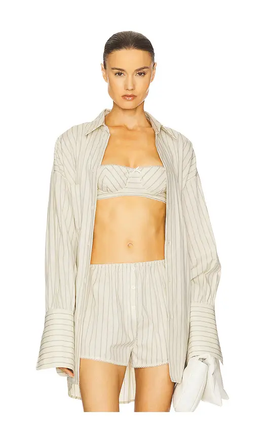 Helsa Pinstripe Poplin Bra | Image 1 Helsa Pinstripe Poplin Bra | Image 1