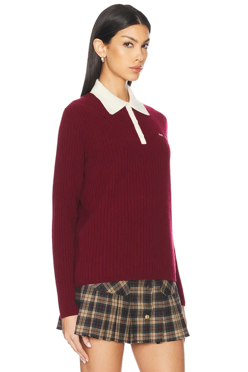 Miu Miu Long Sleeve Polo Sweater | Thumbnail 2 Miu Miu Long Sleeve Polo Sweater | Thumbnail 2