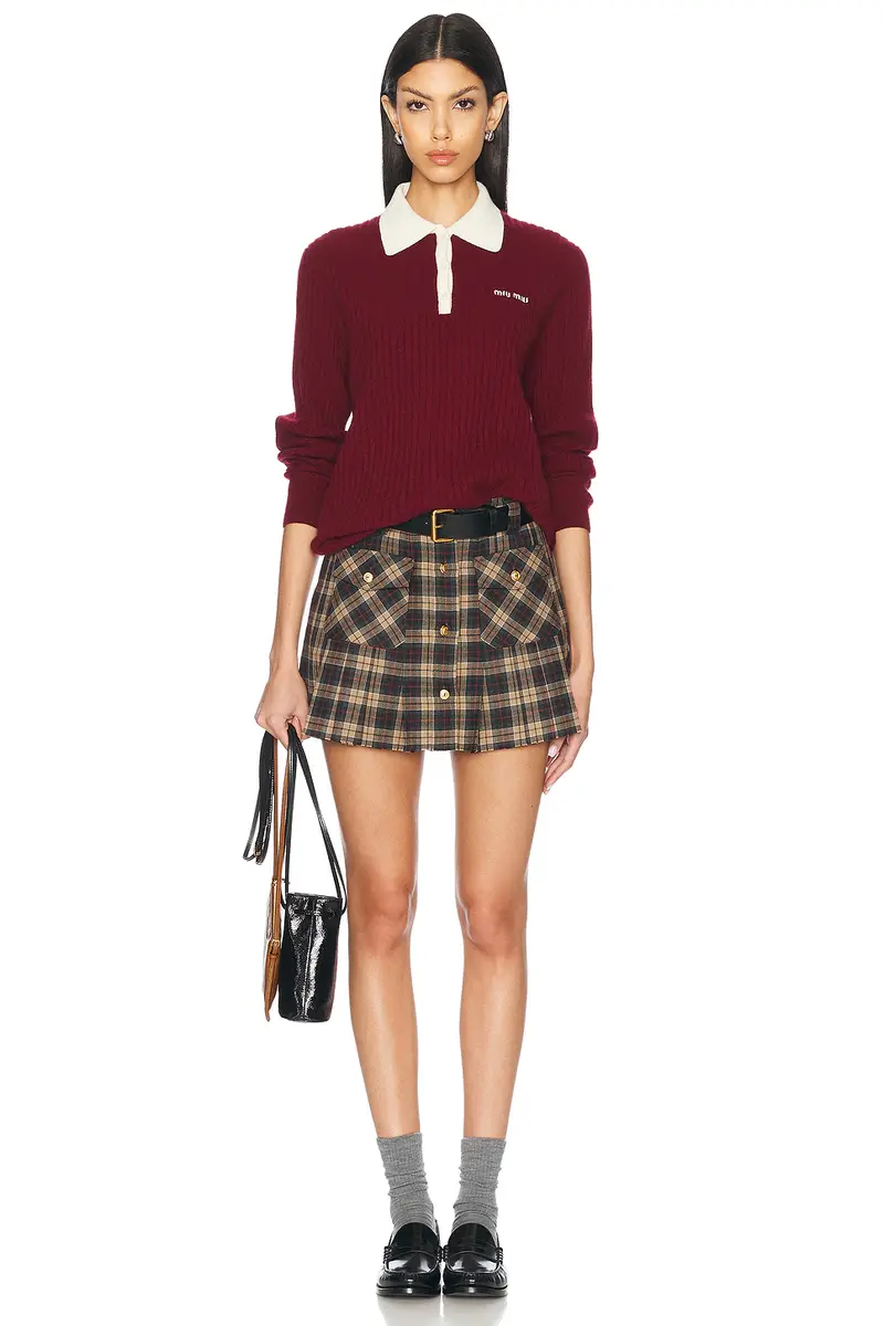 Miu Miu Long Sleeve Polo Sweater | Thumbnail 5 Miu Miu Long Sleeve Polo Sweater | Thumbnail 5