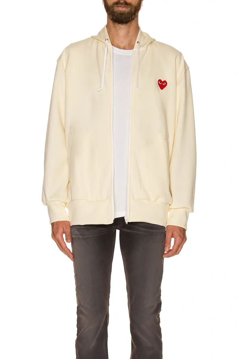 Comme des Garçons PLAY Zip Poly Hoodie with Red Emblem | Thumbnail 3 Comme des Garçons PLAY Zip Poly Hoodie with Red Emblem | Thumbnail 3