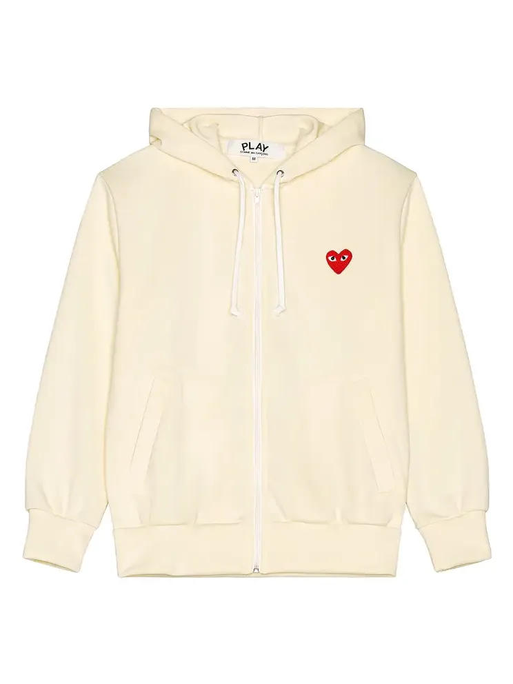Comme des Garçons PLAY Zip Poly Hoodie with Red Emblem