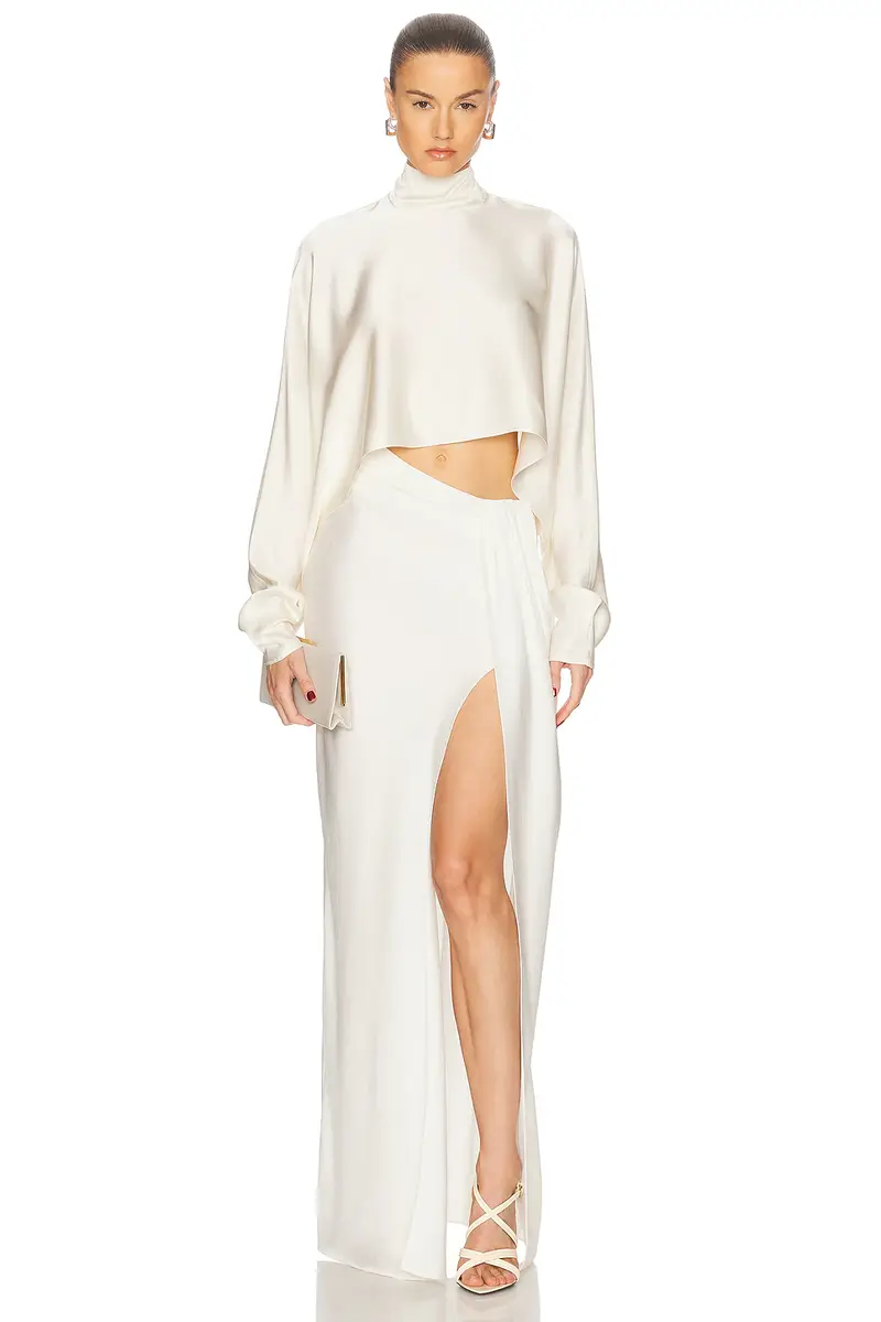 Lapointe Lightweight Satin Asymmetric Skirt | Thumbnail 5 Lapointe Lightweight Satin Asymmetric Skirt | Thumbnail 5
