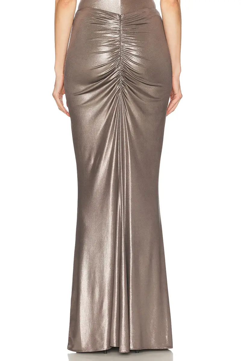 Lapointe Coated Jersey Ruched Maxi Skirt | Thumbnail 4