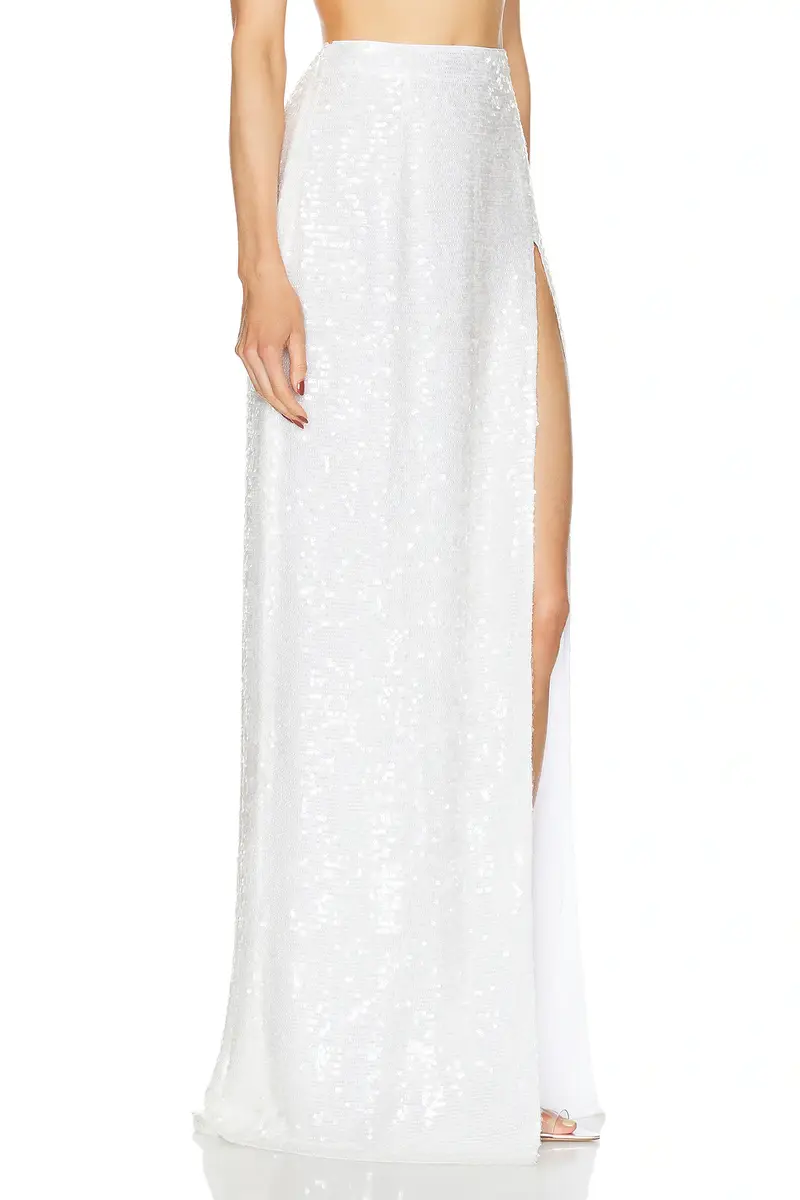 Lapointe Sequin Viscose High Waist Slit Maxi Skirt | Thumbnail 2