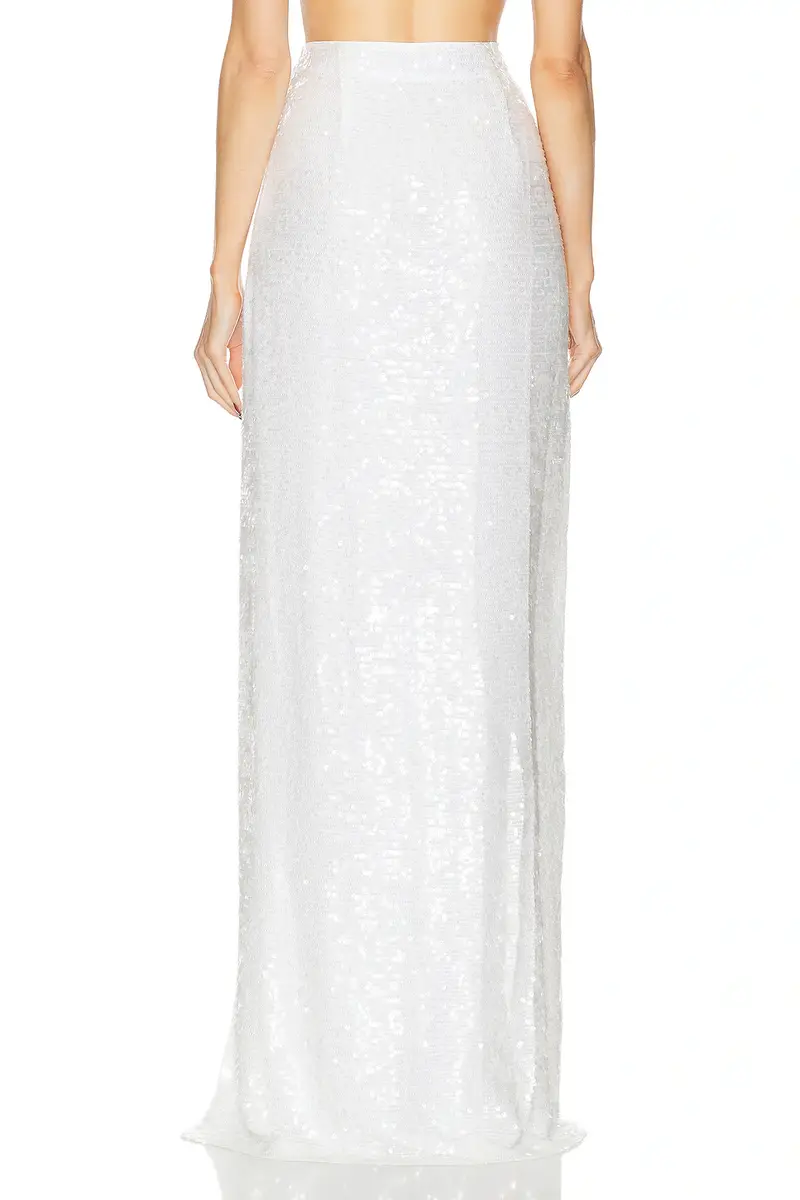 Lapointe Sequin Viscose High Waist Slit Maxi Skirt | Thumbnail 4